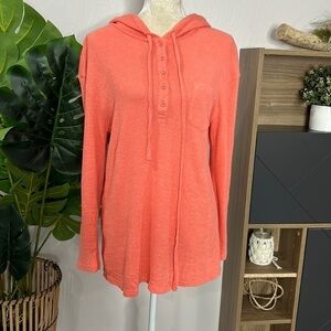 Caslon • woman’s terry cloth hooded henley pullover sweater